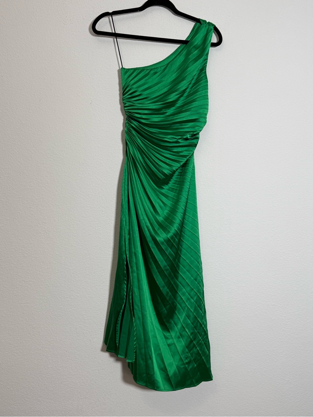 Delfi Collective Emerald Green One Shoulder Pleated Cocktail Dress‎ XS